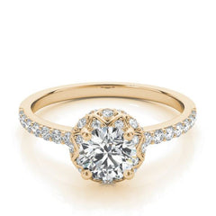 Vintage Diamond Pave Engagement Ring in Yellow Gold