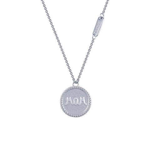 Sterling Silver and Platinum Mom Pendant by Lafonn