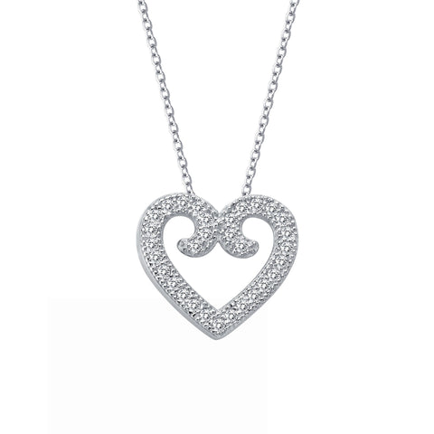 Sterling Silver and Platinum Heart Necklace by Lafonn