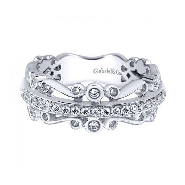 Anniversary White Gold Diamond Band with Filigree