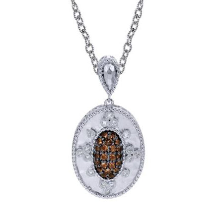 Sterling Silver, Diamonds and Smoky Topaz Pendant
