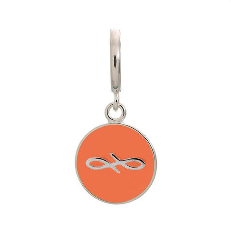 Endless Charm with Coral  Enamel Infinity Sign in Sterling Silver. 