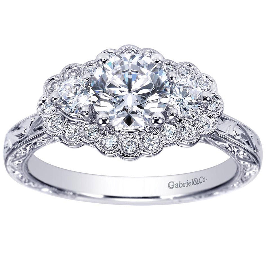 Three Stone Diamond White Gold Engagement Ring