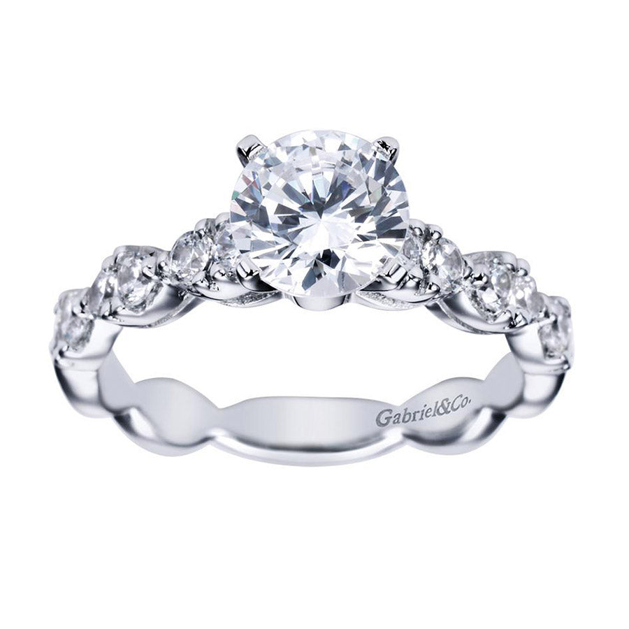 Scalloped Edge White Gold Diamond Engagement Ring