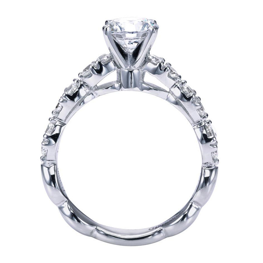 Scalloped Edge White Gold Diamond Engagement Ring