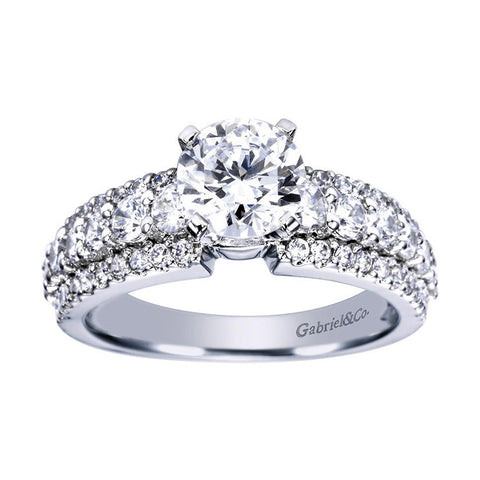 Triple Pave Solitaire Design Diamond Engagement Mounting