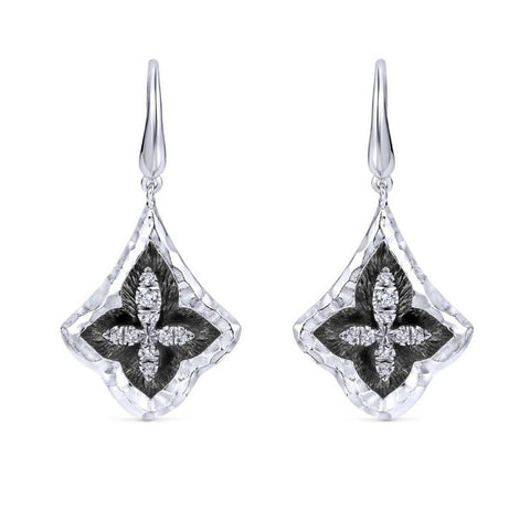 Sterling Silver and White Sapphire Earrings with Black Rhodium
