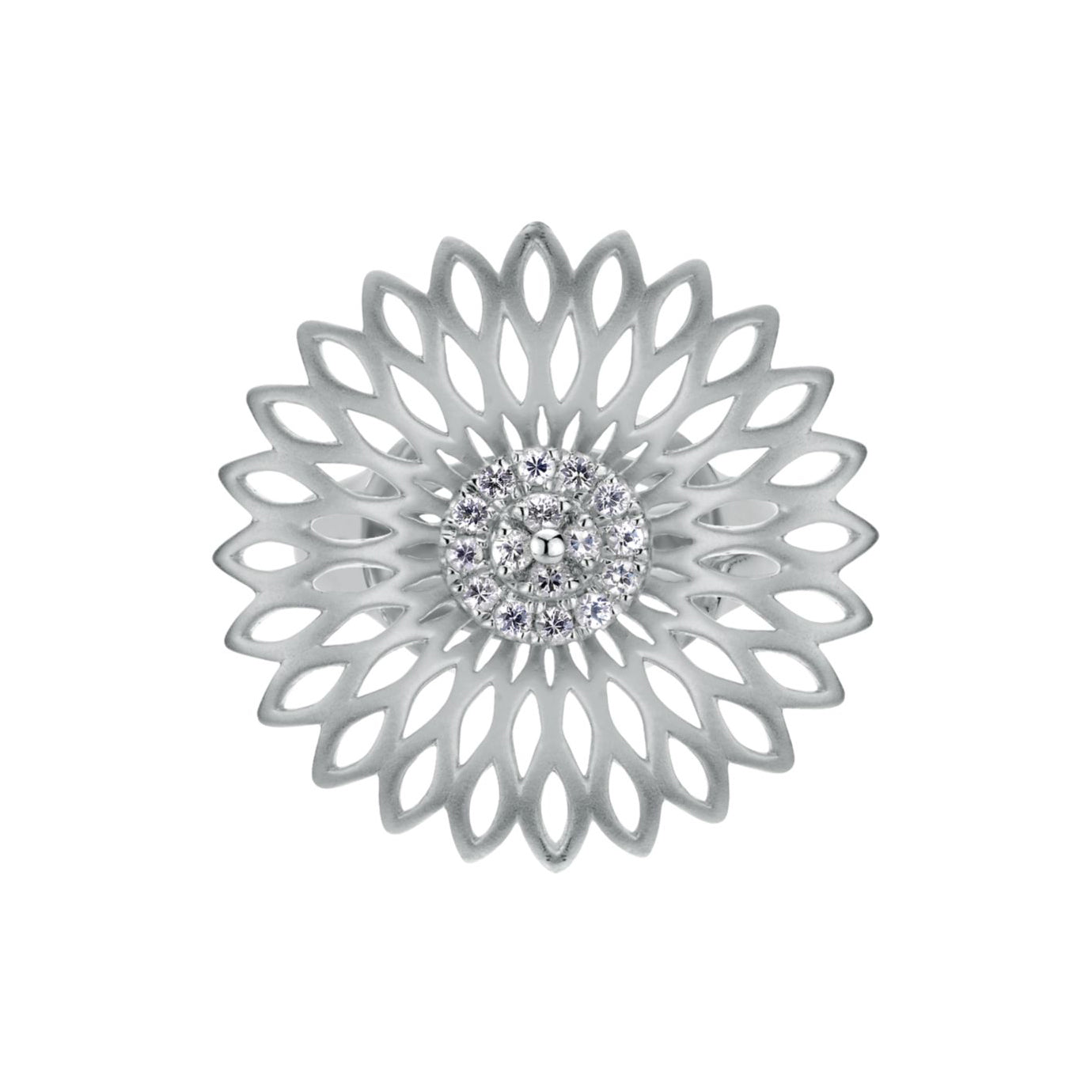 Sunflower Sterling Silver and White Sapphires Fashion Ring