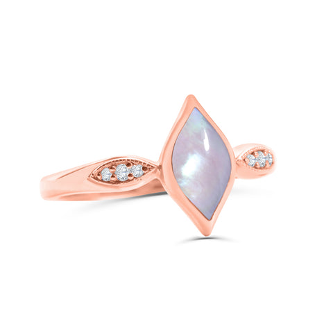 Rose Gold Pink Mother of Pearl Ring