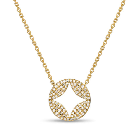 Diamond Circle Pendant with Negative Space Elements by Jewelry Designer Luvente