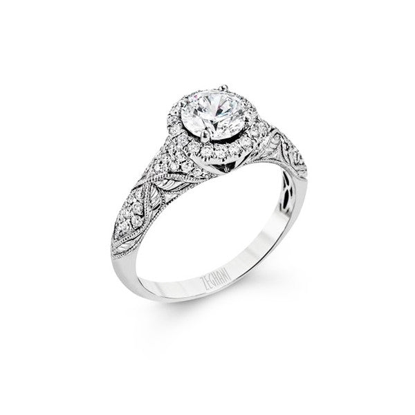 Ladies' Etched 14k White Gold Engagement Mounting by Simon G