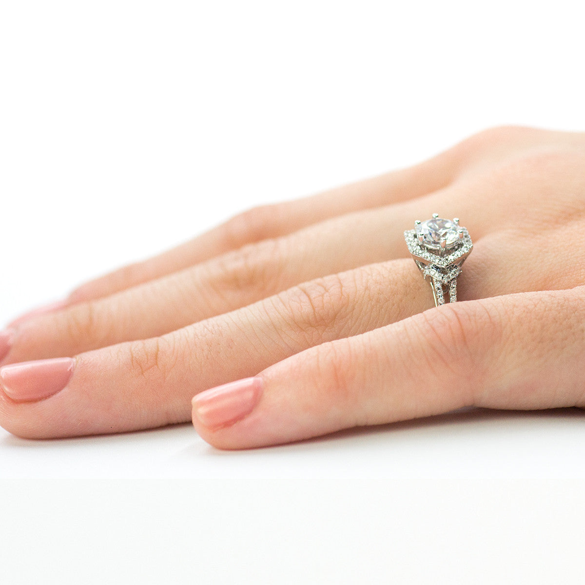 Ladies Hexagonal White Godl Engagement Mounting by Simon G