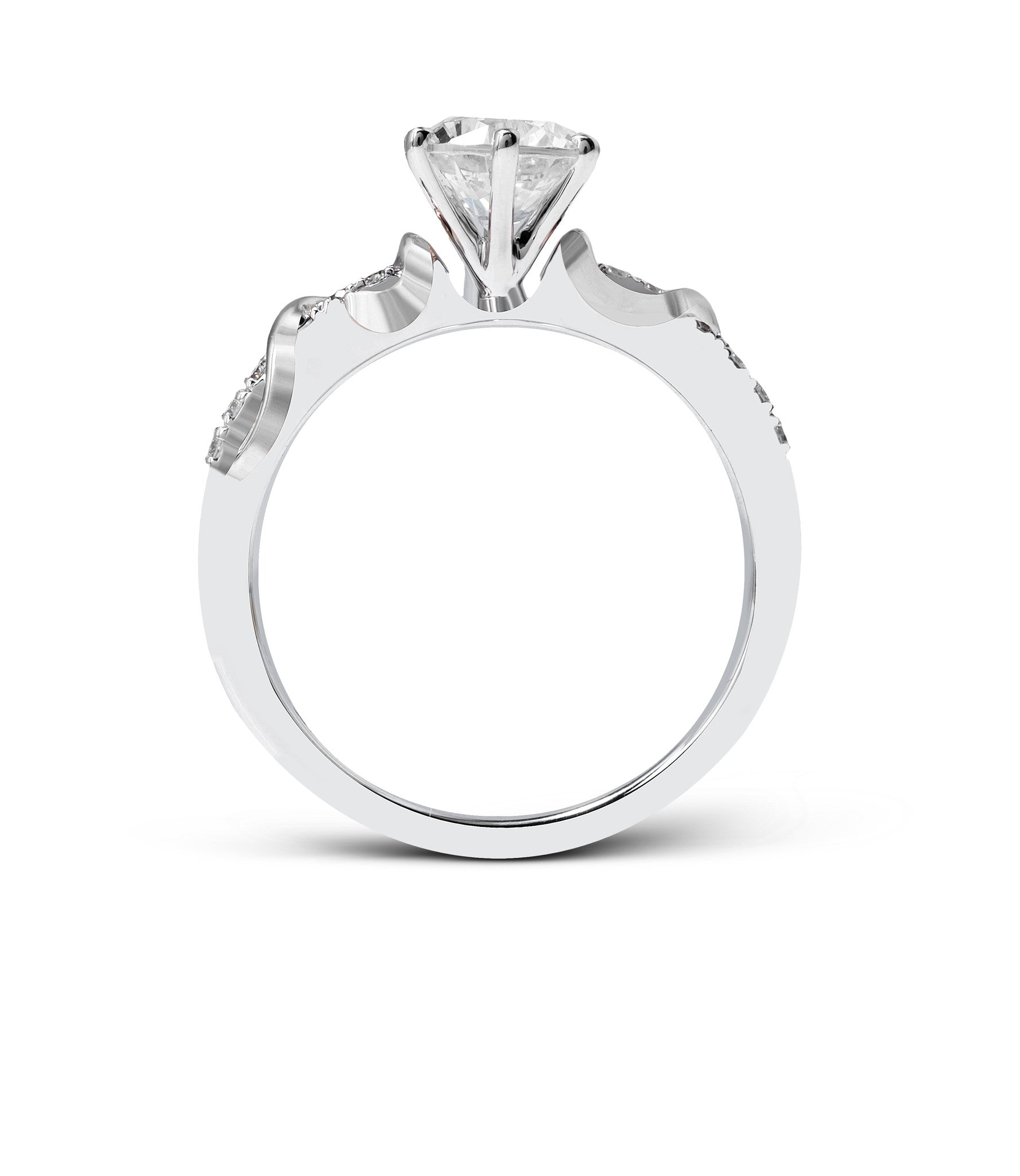 14k White Gold Pave and Filigree Engagement Ring Mounting from Zeghani by Simon G