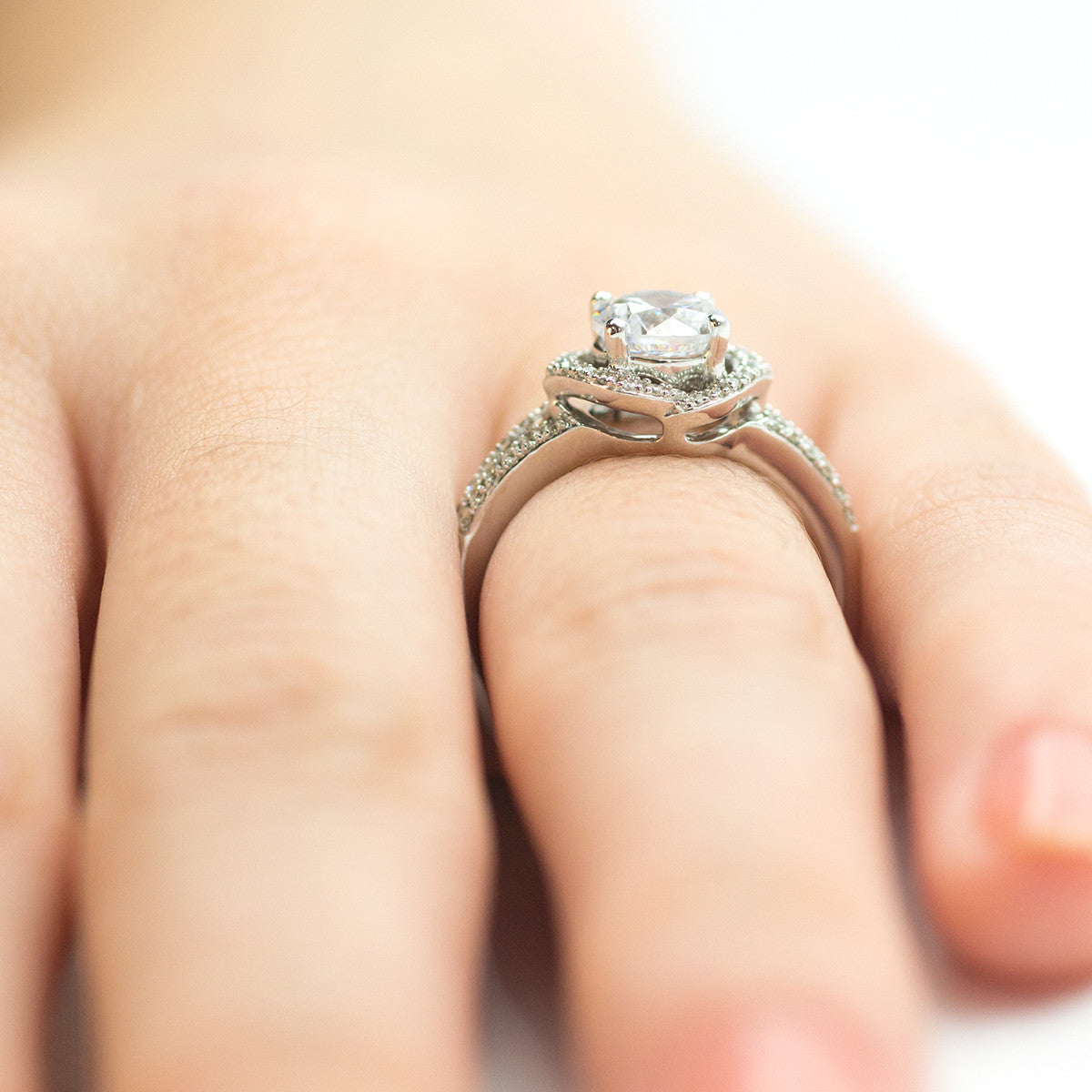 White Gold Pave and Filigree Engagement Ring Mounting from Zeghani by Simon G