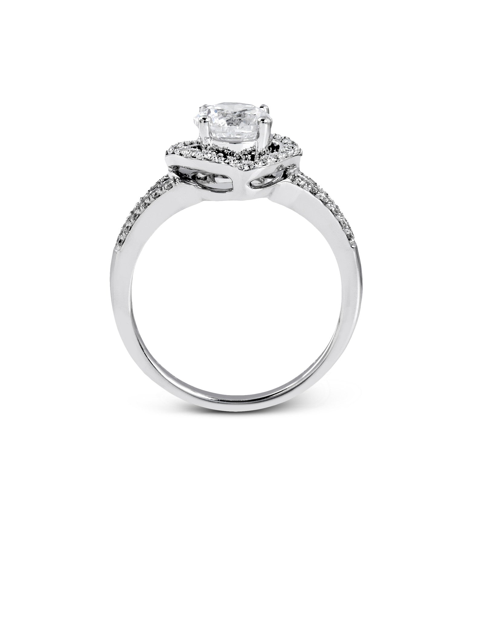 14k White Gold Pave and Filigree Engagement Ring Mounting from Zeghani by Simon G