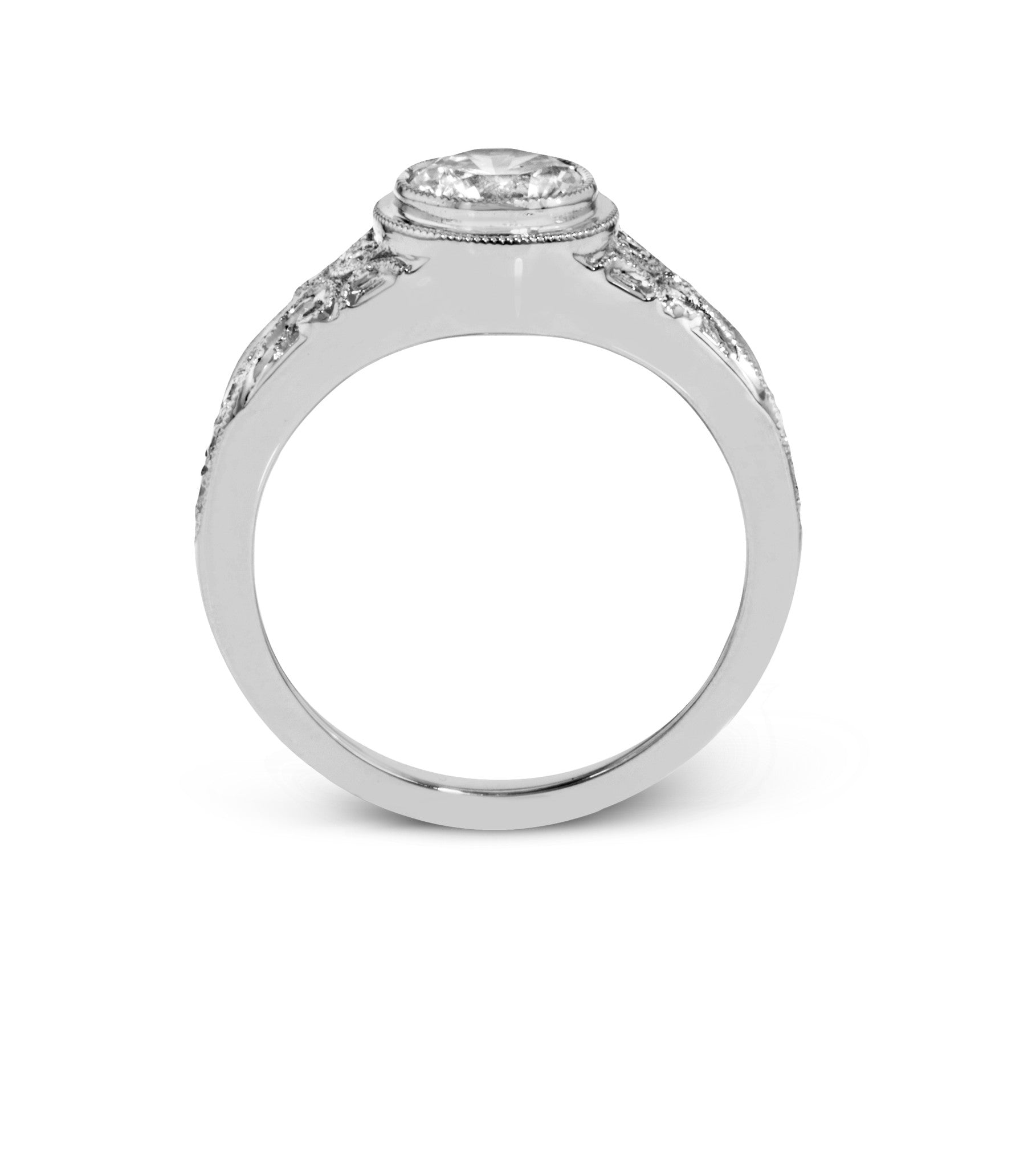 14k White Gold Pave and Filigree Engagement Ring Mounting from Zeghani by Simon G