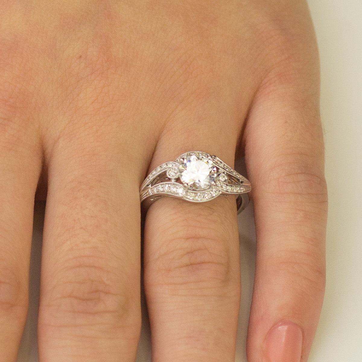 Simon G Art Deco White Gold Engagement Mounting