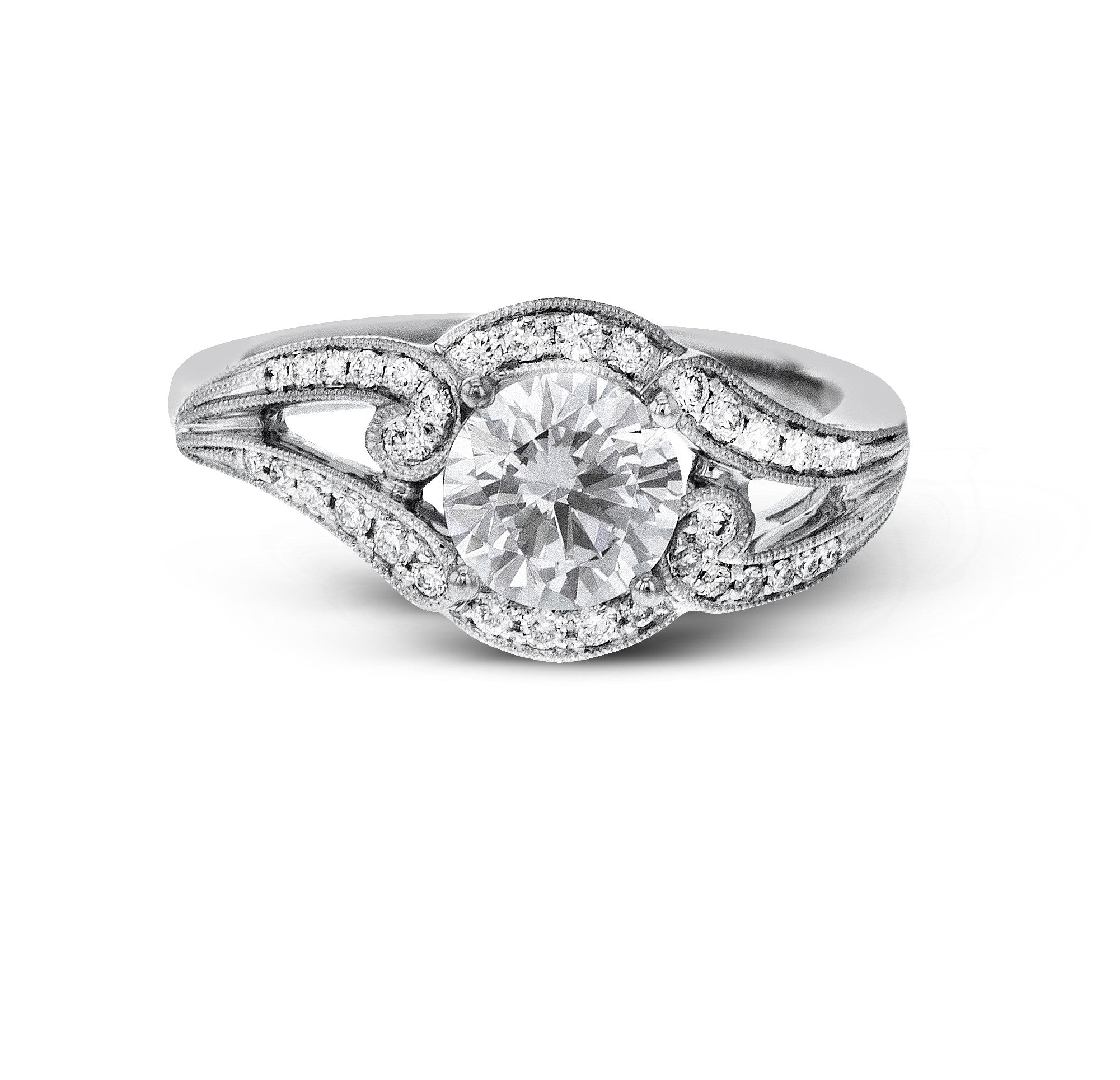 Simon G Art Deco White Gold Engagement Mounting