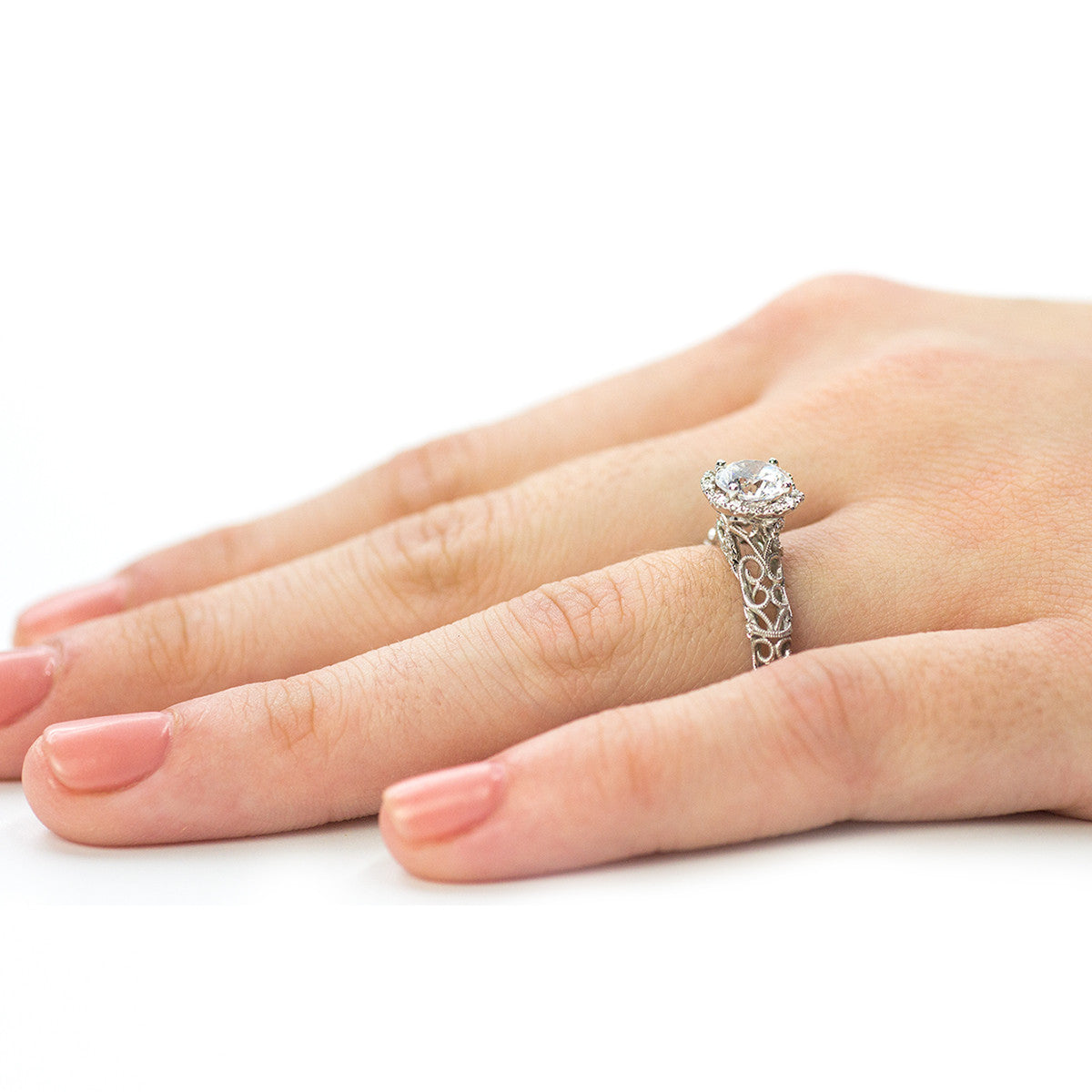 Ladies Filigree White Gold Engagement Mounting by Simon G