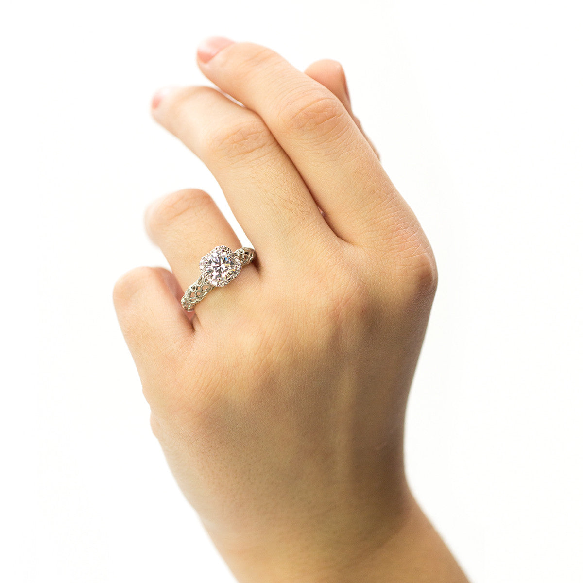 Ladies Filigree White Gold Engagement Mounting by Simon G