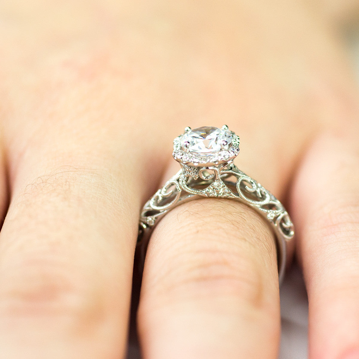 Ladies Filigree White Gold Engagement Mounting by Simon G