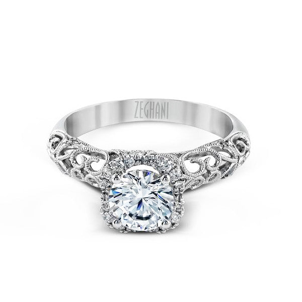 Ladies' Filigree 14k White Gold Engagement Mounting by Simon G