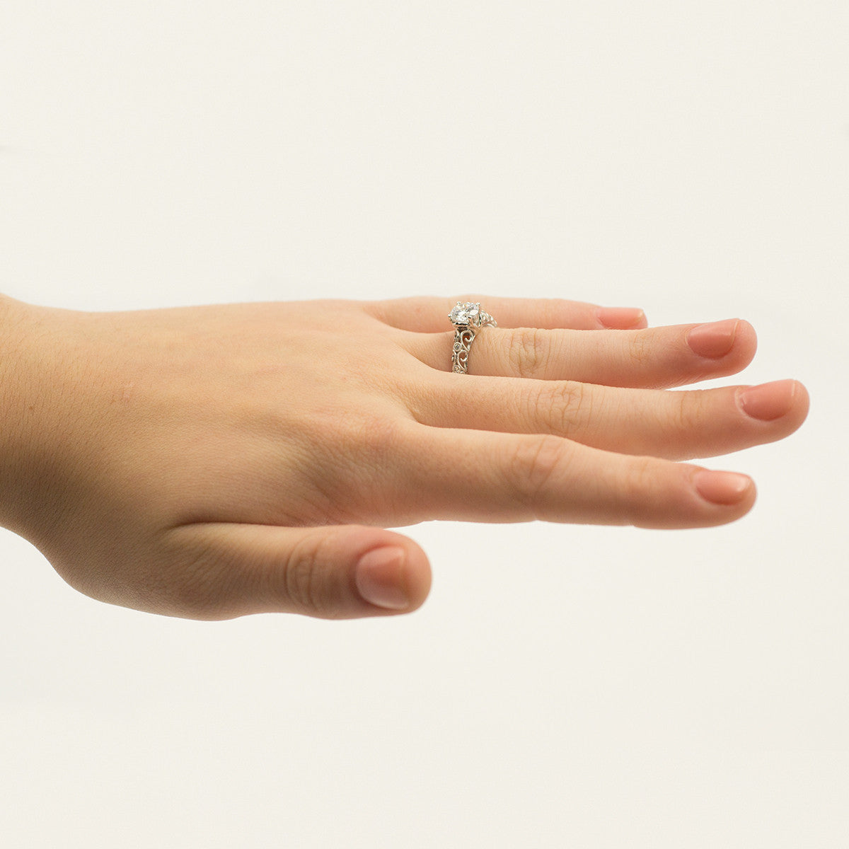 Ladies FIligree White Gold Engagement Mounting by Simon G