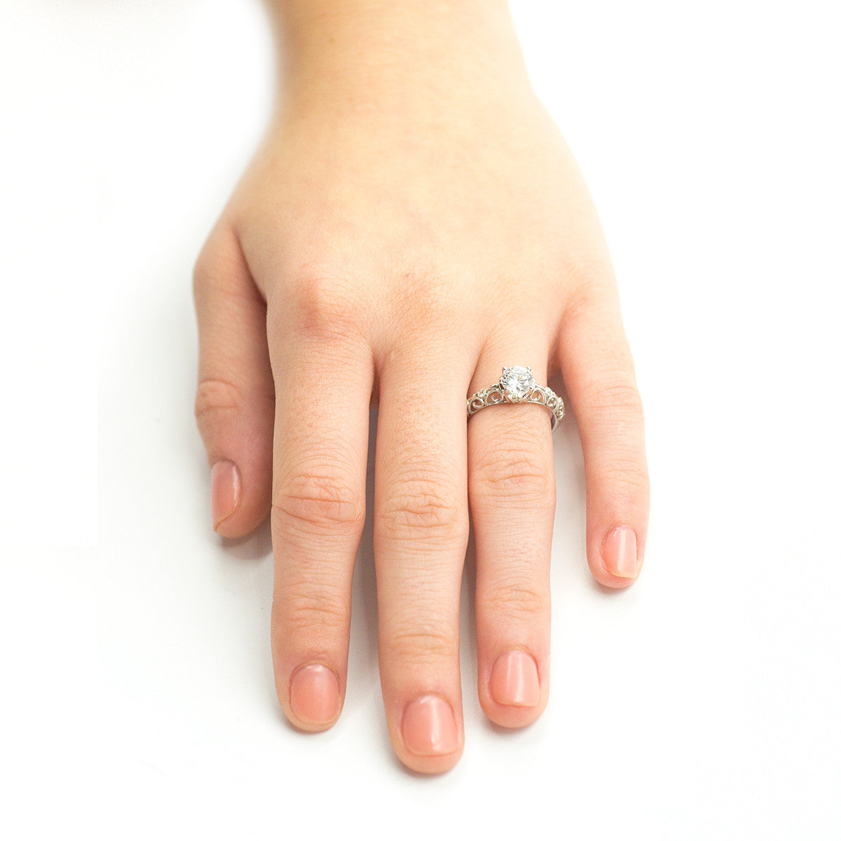 Ladies FIligree White Gold Engagement Mounting by Simon G