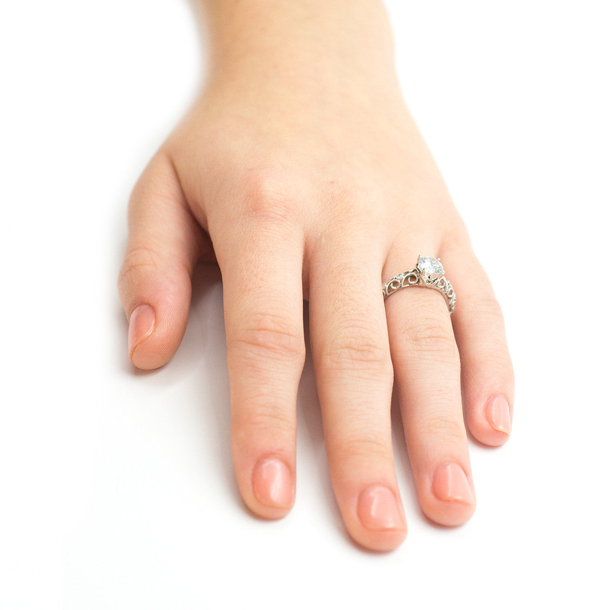 Ladies FIligree White Gold Engagement Mounting by Simon G