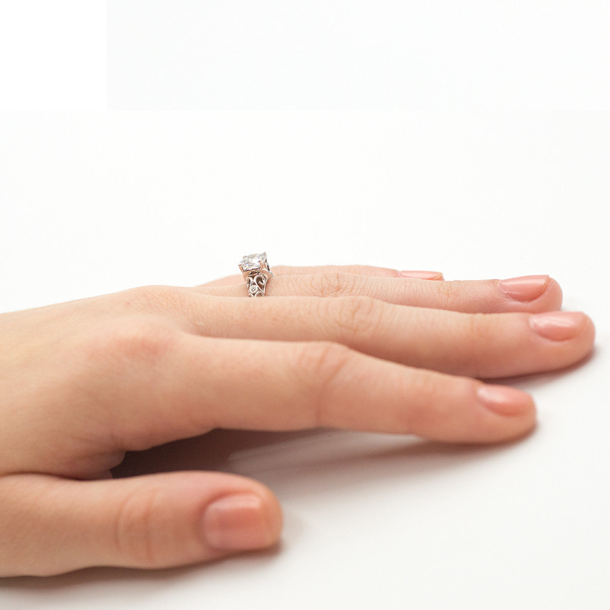 Ladies FIligree White Gold Engagement Mounting by Simon G