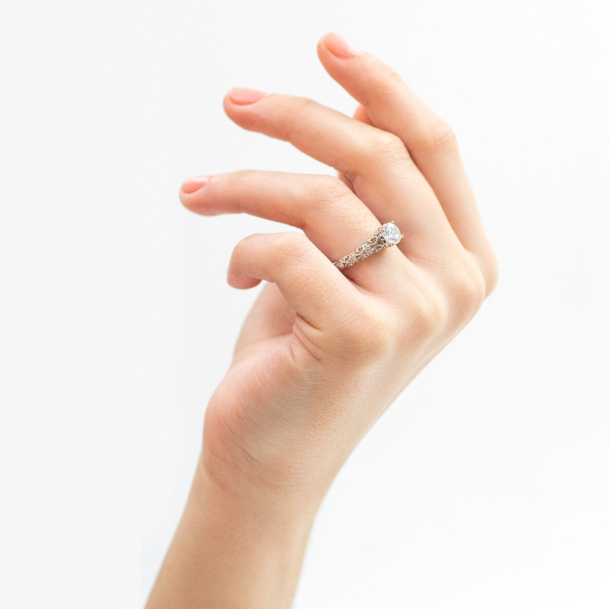 Ladies FIligree White Gold Engagement Mounting by Simon G