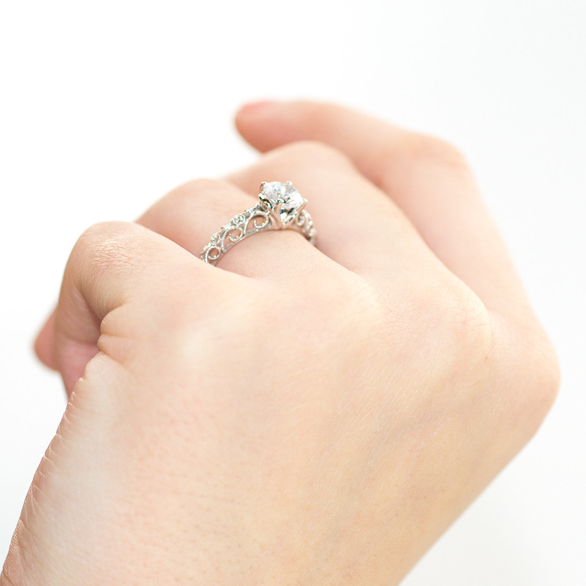 Ladies FIligree White Gold Engagement Mounting by Simon G