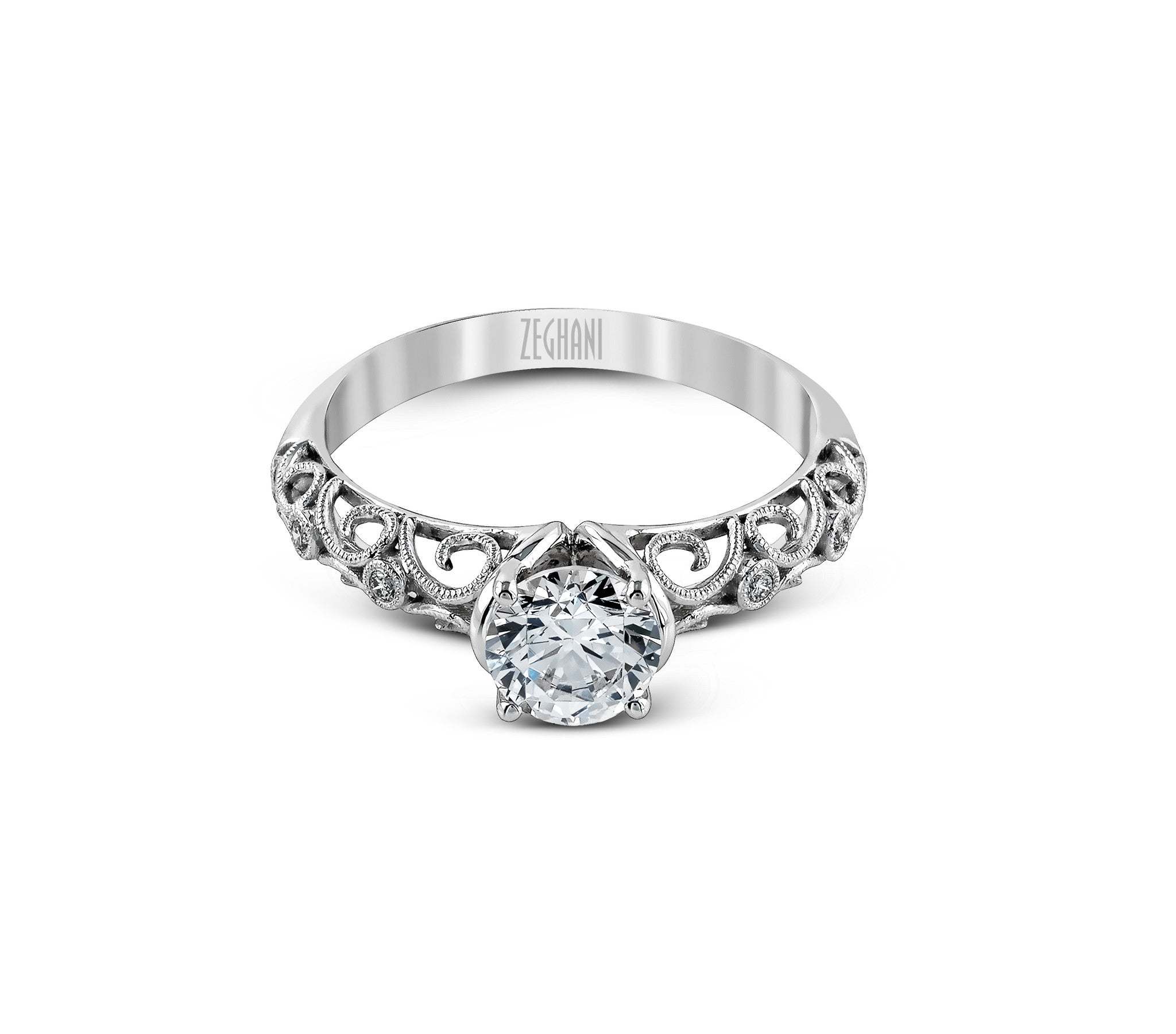 14k White Gold Diamond Engagement Ring Zeghani by Simon G