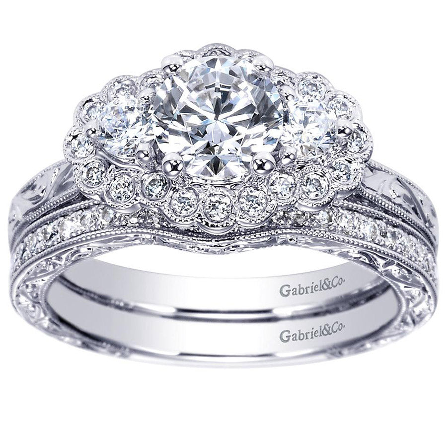 Three Stone Diamond White Gold Engagement Ring
