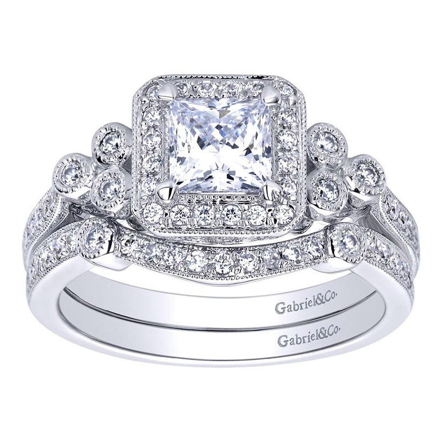Vintage Inspired Princess Cut Diamond Engagement Ring