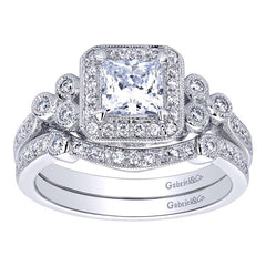 Vintage Inspired Princess Cut Diamond Engagement Ring