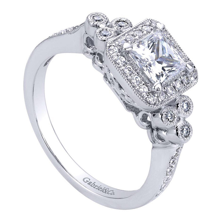 Vintage Inspired Princess Cut Diamond Engagement Ring