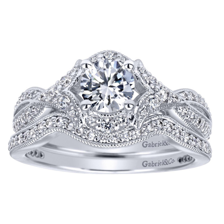 Vintage Halo White Gold Diamond Engagement Ring