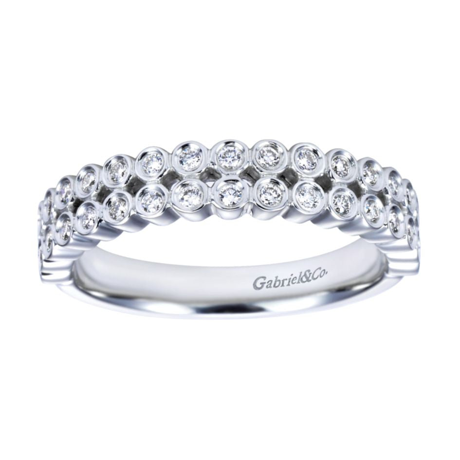 Gabriel and Co Double Row White Gold Diamond Band