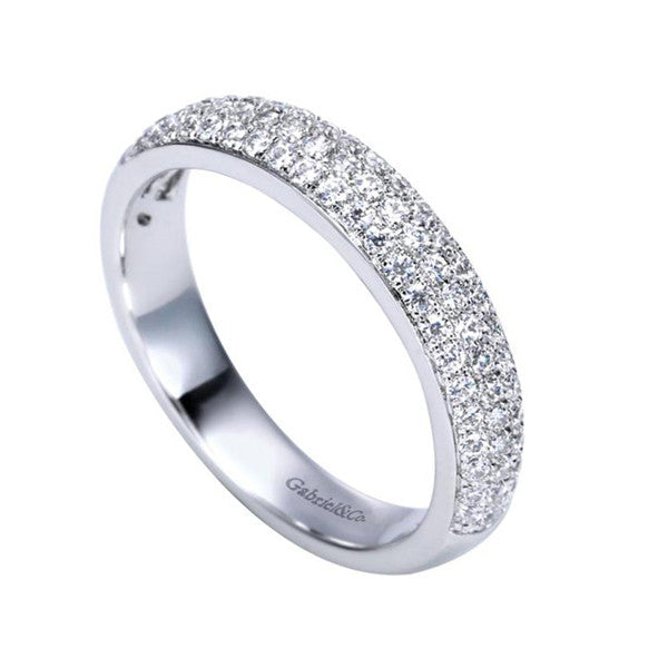 Designer White Gold Triple Row Diamond Band