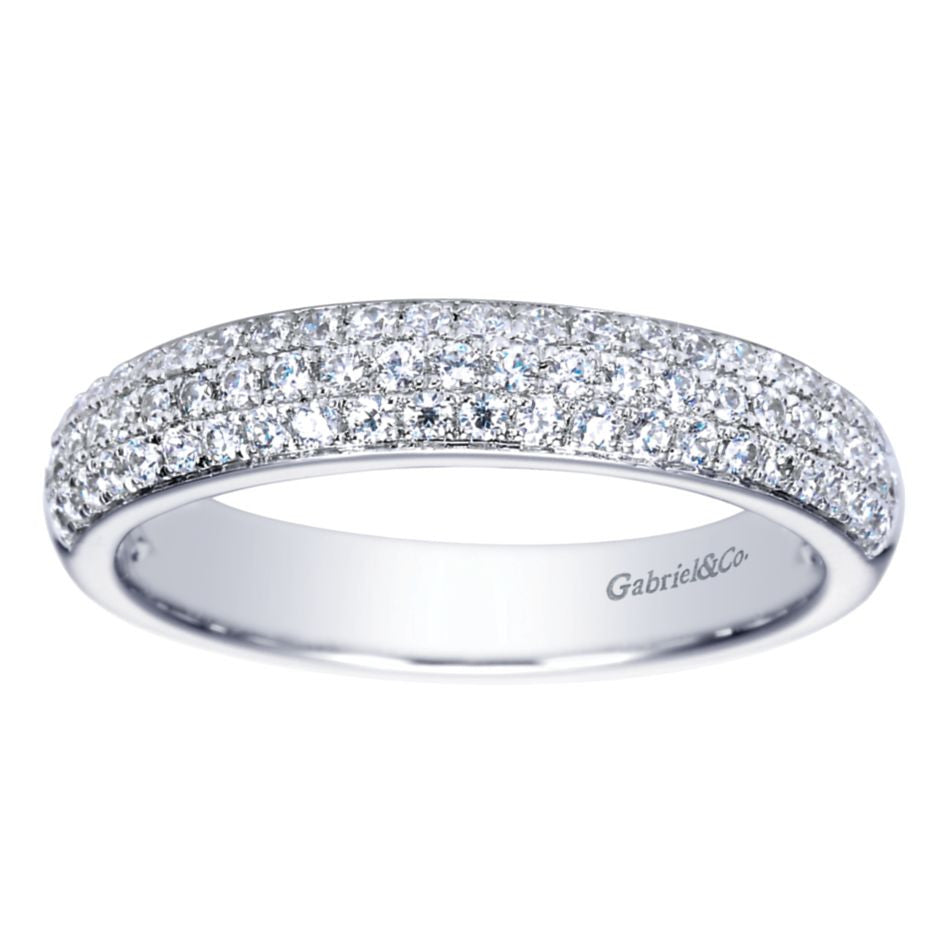 Ladies' 14k White Gold Triple Row Diamond Band