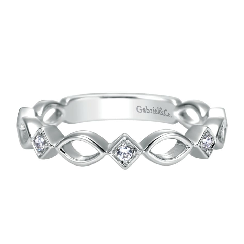 Gabriel and Co Scalloped White Gold Diamond Band