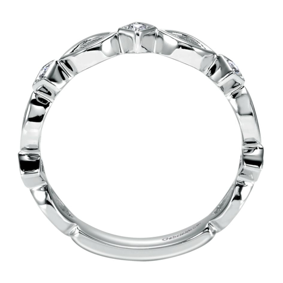 Gabriel and Co Scalloped White Gold Diamond Band