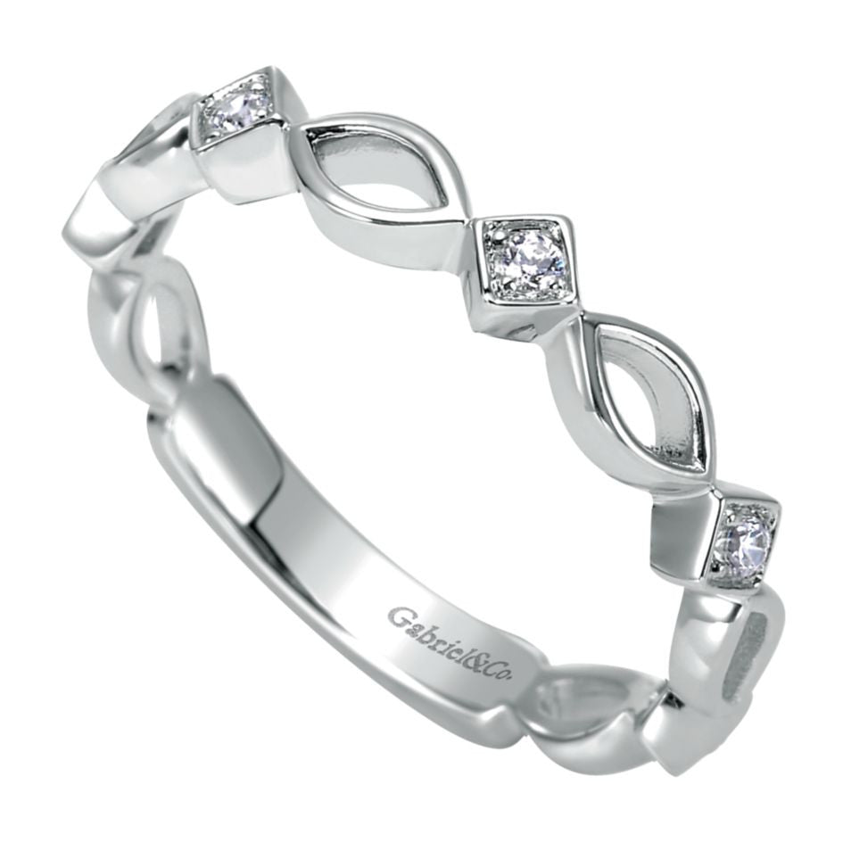 Gabriel and Co Scalloped White Gold Diamond Band