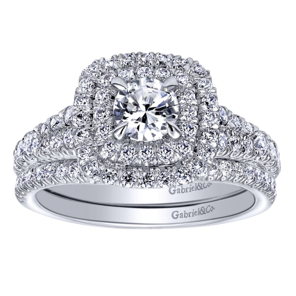Ladies' Double Halo 14k White Gold Diamond Engagement Ring by jewelry designer Gabriel and Co