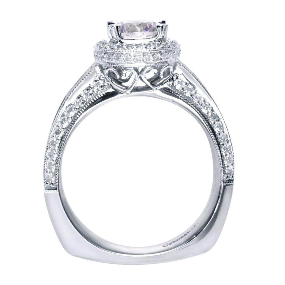 Ladies' Triple Pave 14k White Gold Diamond Engagement Ring by Gabriel and Co