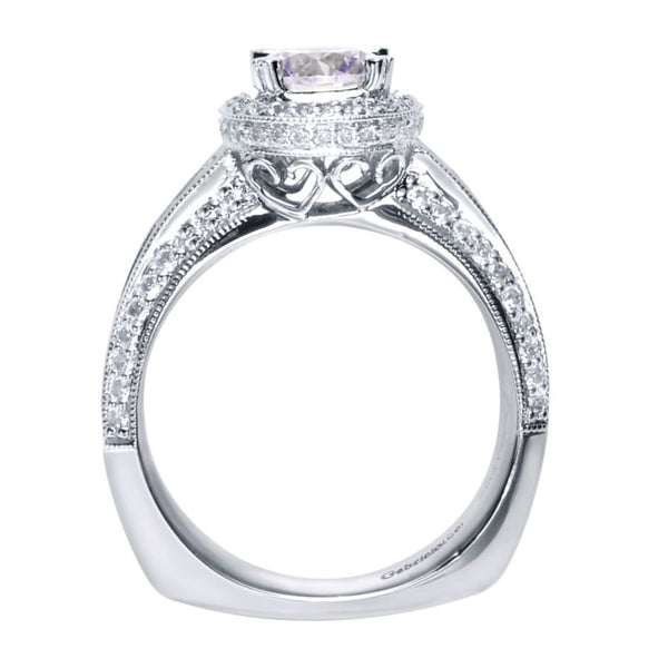 Triple Layer White Gold Diamond Engagement Mounting by Gabriel Co