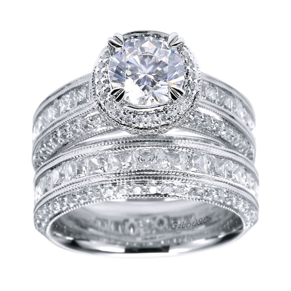 Triple Layer White Gold Diamond Engagement Mounting by Gabriel Co