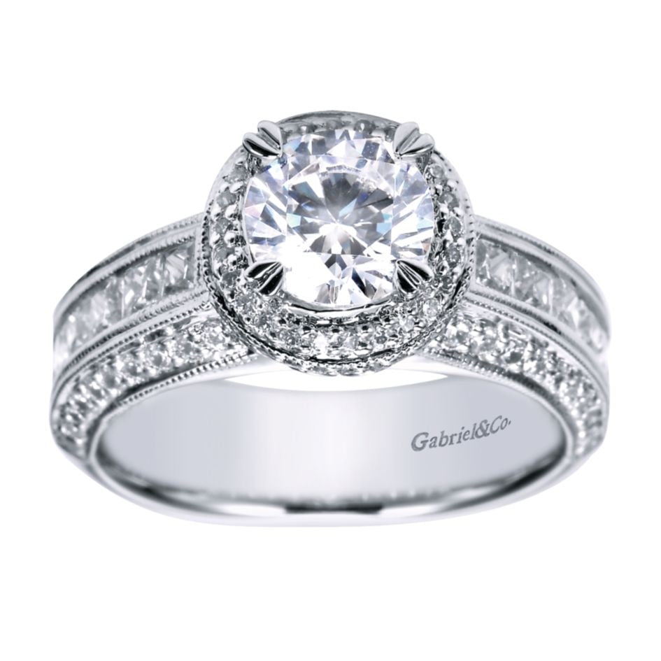 Ladies' Triple Pave 14k White Gold Diamond Engagement Ring by Gabriel and Co