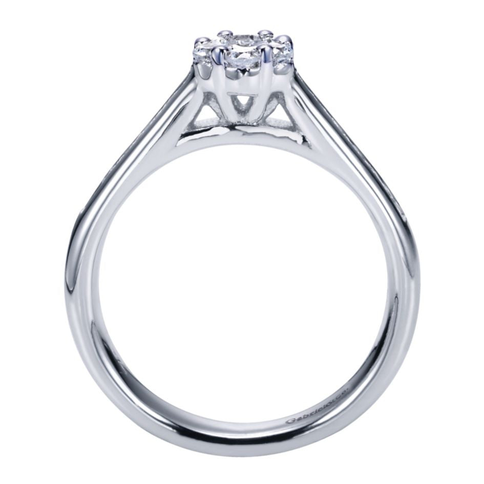Ladies' Cluster 14k White Gold Diamond Engagement Ring by bridal jewelry designer Gabriel and Co